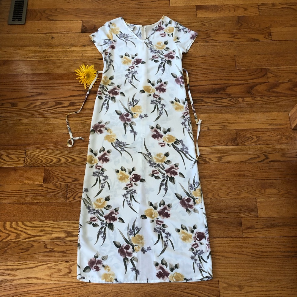 SYKO Full Length Floral Dress with Tie-Back